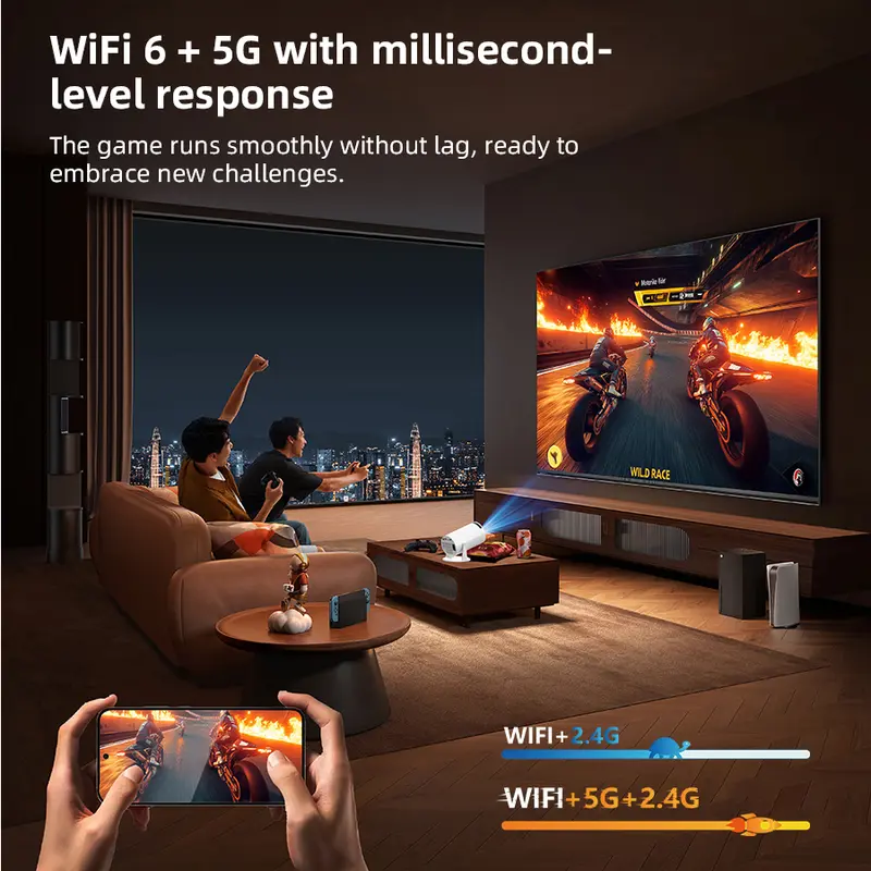 XBJ Diamond Projector 24/5G WiFi 360 Degree HD LED Multifunctional Projector with Built-in Speaker for Home Cinema Outdoor Use and 4K Decoding Ideal Holiday Gift 3