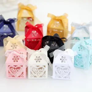 50 Wedding Favor Boxes with Heart-Shaped Candy Boxes, Ribbon Closure, Perfect for Bridal Shower, Birthday Party, Baby Baptism Gifts, Exquisite Gift Box
