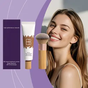 Bb Cream + Foundation Brush Set, Concealer Without Cast, Smooth Moisturizing Hydrating Makeup Primer, Long-Lasting Wear, Non-Caking Finish