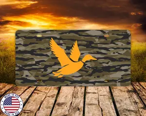 Camo Duck Hunting License Plate | 12x6 Aluminum Vanity Tag | UV Sublimated Waterfowl Truck Plate | Duck Hunter Gift
