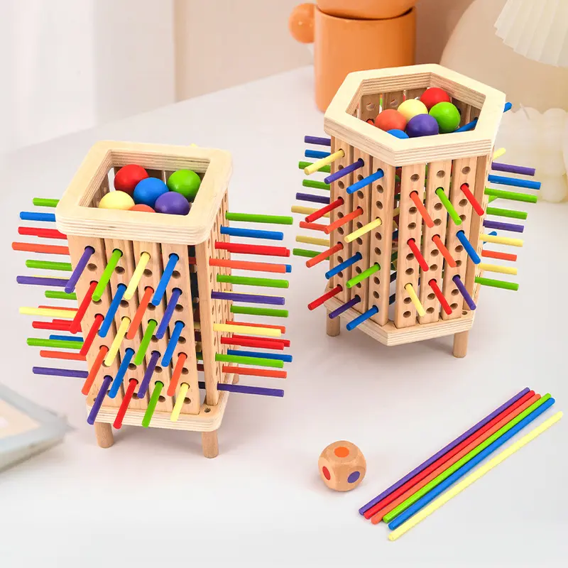 Hatwoo Colored Stick Games, Balance Stick Focus Training Multiplayer Parent-Child Interactive Board Game, Spatial Thinking Educational Toy, Christmas Halloween Gift Fun Family Party Games Blocks Set Wooden