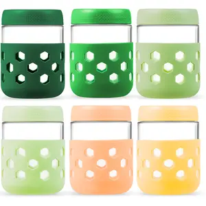 Mrsdry 6-Pack 16 oz Glass Mason Jars with Silicone Sleeves, Airtight BPA-Free Overnight Oats Containers with Lids, Dishwasher Safe Leak-Proof Meal Prep Jars for Chia Pudding, Yogurt, Snacks