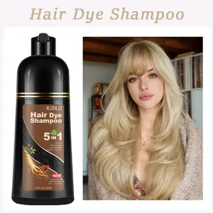 3-in-1 Blonde Brown Hair Dye Shampoo, Vegan Hair Color for Gray Coverage, Instant Coloring in 10–15 Mins, Easy Home Use for Men & Women, 500ml Light Auburn Hair Haircare