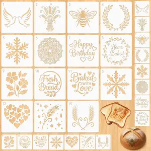 30Pcs Handmade Bread Template, Sourdough Stencils for Bread Sourdough Design Tools Cookie Stencil Holder, Diverse Patterns for Cookie Cake or Pie Decorating