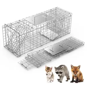 iMountek 31" Heavy Duty Live Animal Trap Cage, Collapsible Humane Catch Trap for Stray Cat, Raccoon, Groundhog & Squirrel, Easy Setup