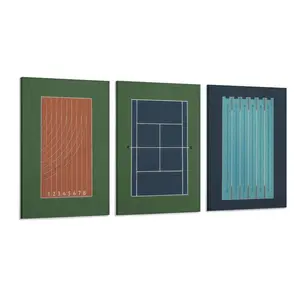 Minimalist Sports Court 3-Piece Canvas Print Set, Tennis, Track & Pool Abstract Line Art Wall Decor, Decor for Living Room, Bedroom, Office, Gym, Game Room, Dorm