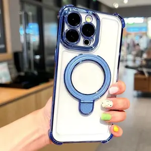 Luxury Stand Plating Shockproof Case compatible For iPhone X XS XR XS Max 11 12 13 14 15 16 Pro Max Corners Reinforced Protector Cover casing