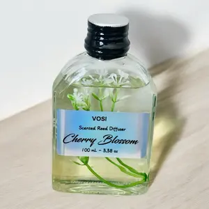 Vosi Home Cherry Blossom Adoro Aqua Blue Amber Whisky Scented Reed Diffuser 100 mL - 3.38 oz Aromatic Home Fragrance