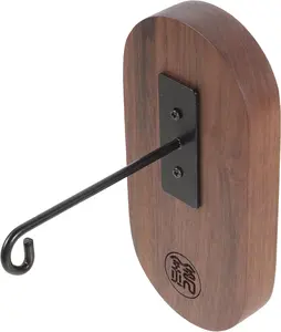 Wooden Wall Wind Chime Bracket with Metal Hook - Simple Installation for Indoor Spaces - Ideal for Decor - Hanging