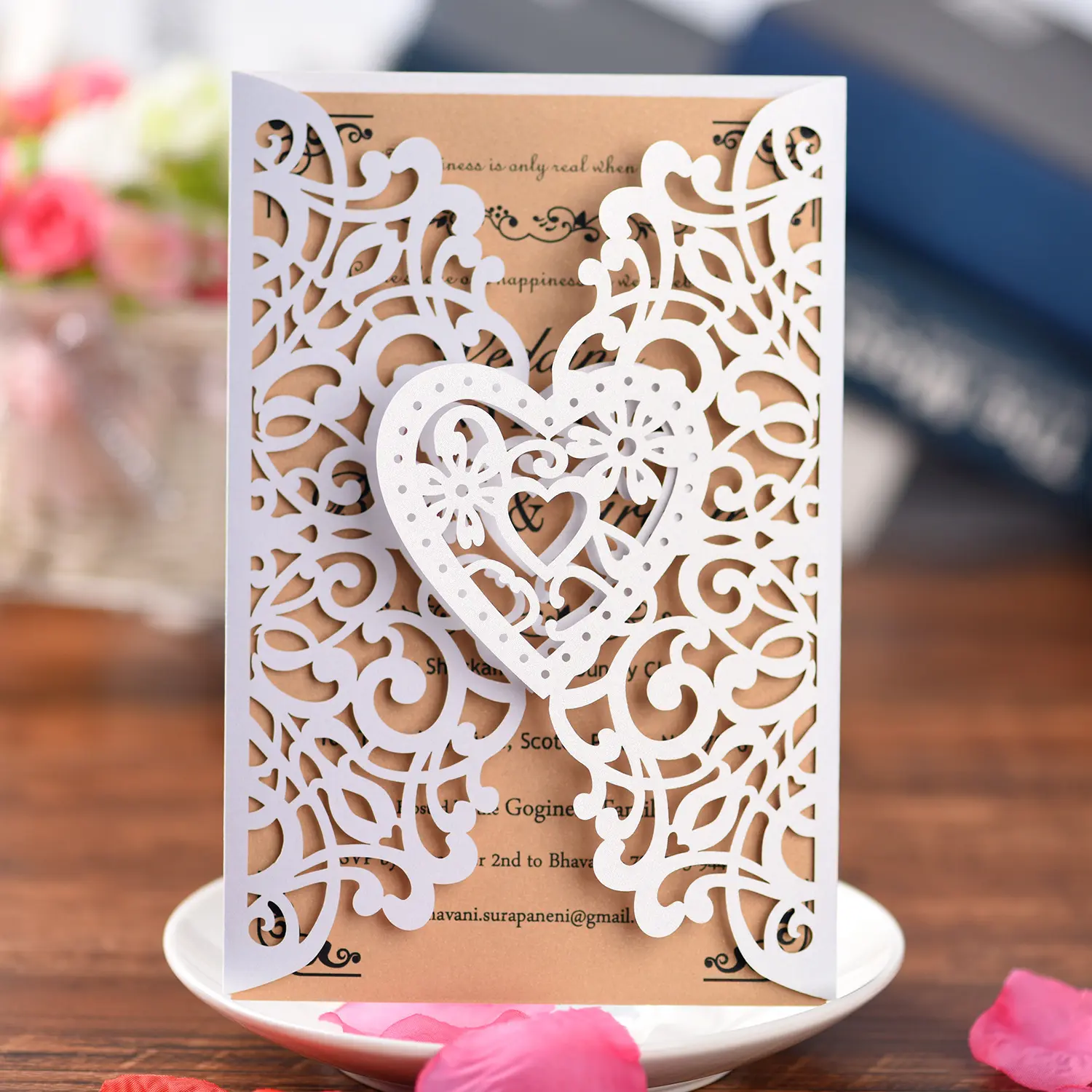 20 pcs Wedding Invitation Kit Black Fences Fold Laser Cut Invitation Pocket Personalized Wedding Card and Rsvp Card for Engagement Mermaid Birthday Party Invites