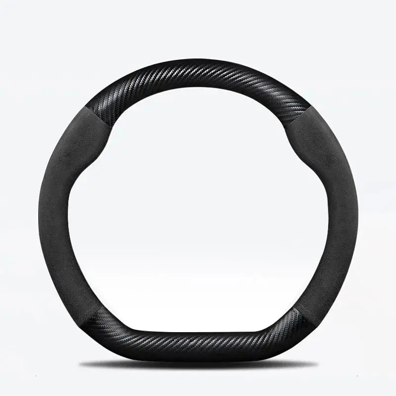Genuine Leather Car Steering Wheel Cover, Suede, Carbon Fiber, 38cm, for Volvo Polestar 1, 2, 3, 4, 5, 2023, Car Accessories