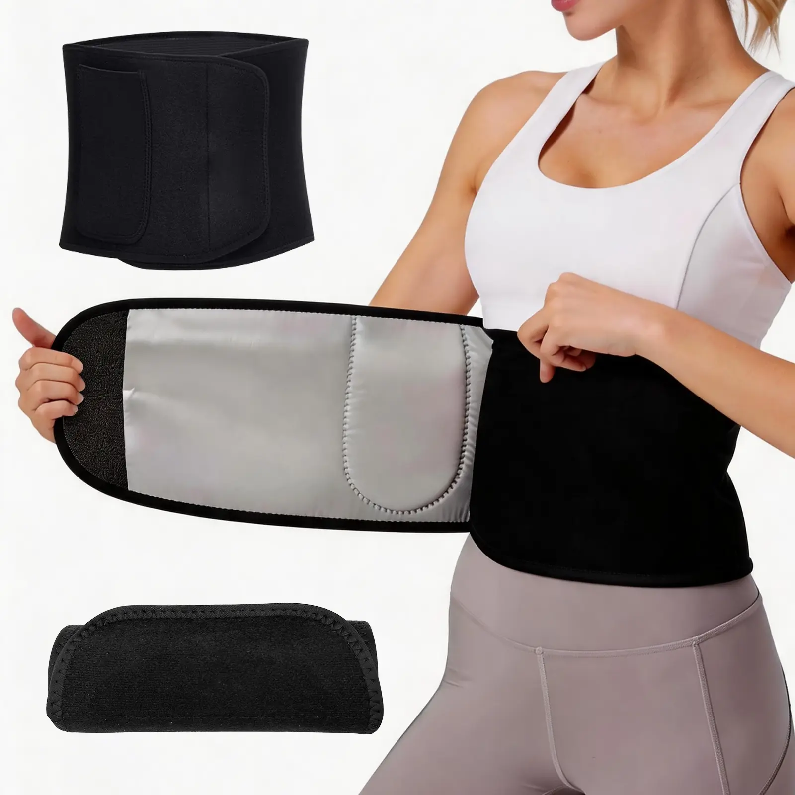 Wide Solid Fabric Waist Trimmer Belt for Women and Men, Athletic Accessory with Adjustable Fit for Gym Fitness Exercise, Workout Waist Trimmer