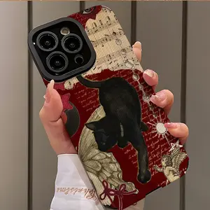Vintage Cat Butterfly Music Pattern Shockproof Protective Ultra-Thin Case Cover Casing Cellphone Smartphone Protector for iPhone 17/16/15/14/13/12/11/plus/pro Max, Dust-Proof and Stylish Gift, Phone Decor, Accessories