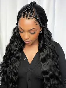 13x6 Lace Front Braided Wigs for Women, Long Body Wave Synthetic Hair Wigs with Baby Hair, Stylish & Natural Look, Deep Wavy Wigs