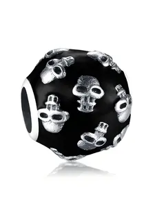 Round Skull Print Bead Charm, Vintage Light Subculture Style, Halloween Party Decoration, Cute Design, All Seasons