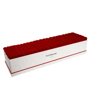 Real Preserved Rose Bouquet in Large Rectangle Luxury Box - Red Welded Flower artificial flower