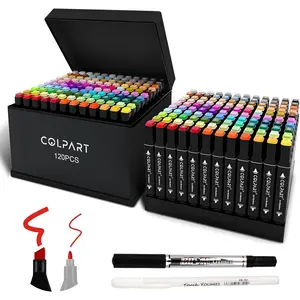 120 Colors Alcohol Markers Set Dual Tip Art Markers for Kids Marker Pens with Pen Holder and Case for Adult Painting Supplies Perfect for Painting Coloring Book Sketching and Drawing
