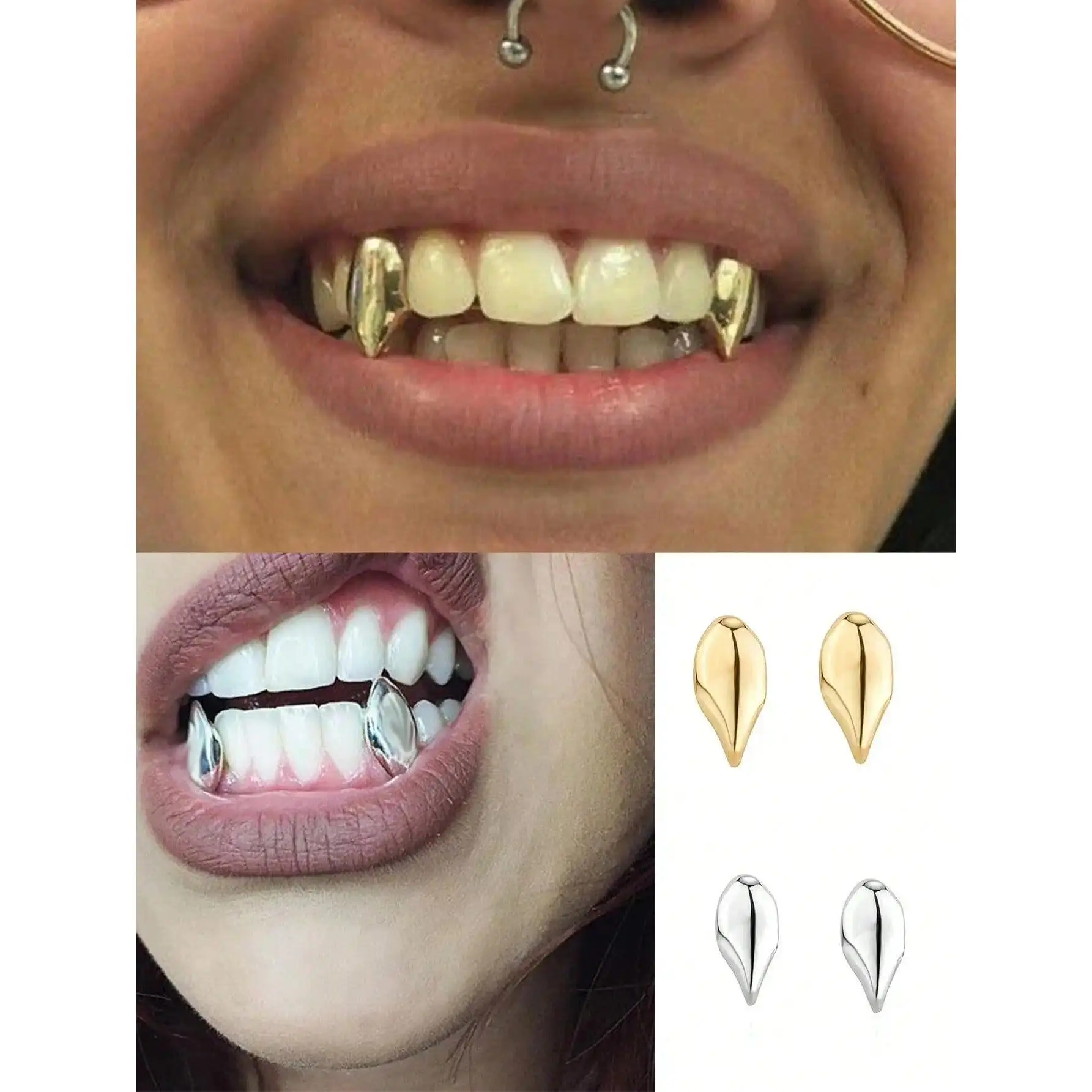 Personalized Tooth Decoration: Smooth Surface, Small Tiger Teeth, Pointed Teeth, Upper And Lower Tooth Decoration, Funny Vampire
