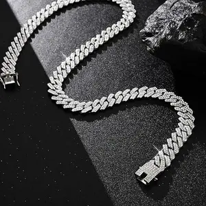 Cuban Link Chain For Men - Iced Out Diamond Necklace |   Silver Plated Hip Hop Chains