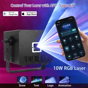 10W RGB Full Color Animation Laser Projector Interlock, DMX512 & ILDA with Multiple Control Modes, Professional Stage Laser Light for Concerts, Clubs, Weddings & Parties