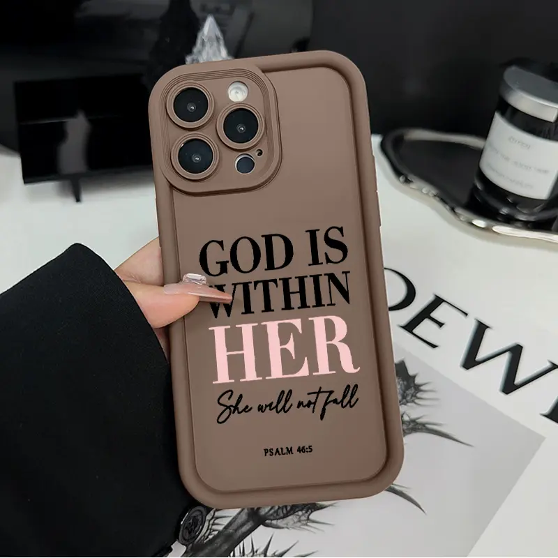 "God Is Within Her She Will Not Fall" Psalm 46:5  Phone case for iPhone 17 16 E Pro Max 15 Plus 14 13 12 11 Air XS XR /Samsung Galaxy S25 S24 S23 S22 Ultra Plus FE Advanced fashion gift Shockproof Silicone TPU Bumper Drop Protection Soft Cover, Accessorie