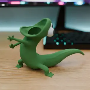 Hoppers Tom the lizard shouting paper clip storage, pen storage, Pen holder