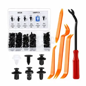100PCS Car Retainer Clips, Bumper Clips, Plastic Rivets, Racks & Pinions, 10 Assorted Cable Ties, Trim Removal Tool for Toyota, GM, Ford, Honda, Acura, Chrysler Automotive Replacement