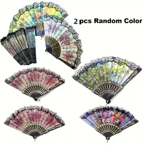 2 Edge Hand Fans, Artistic Vintage Floral Folding Fan, Summer Chinese Style Fan, Ideal for Women, Dance Performances, Photography Props