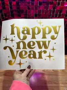Metallic New Year Puff HTV Transfer