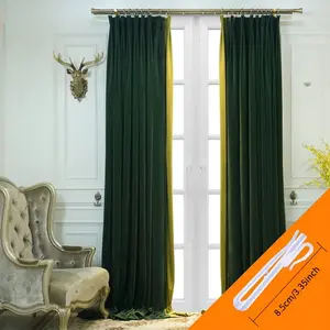 2pcs European Luxury Full Light Block Curtains, Living Room High Light Block Floor Drapes, Vintage Style Perforated Velvet Curtains