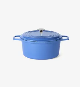 7 QT Enamel Cast-Iron Dutch Oven - Classic Lid - Classic Blue - Final Sale