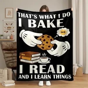 1pc Mickey Mouse Cartoon Hands Baking Reading Design Flannel Fleece Throw Blanket, Super Soft Warm Cozy Plush Bedding For Couch Sofa Bed, Lightweight Anti-Pilling Gift For Adults