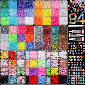 1Set 7 Boxes of 3D Classic Butterfly Bow Creative Rabbit Strawberry Flower Floral Resin Nail Charms 3mm Dazzling Semi-circular Flatback Nail Rhinestones DIY Clothing Nail Materials