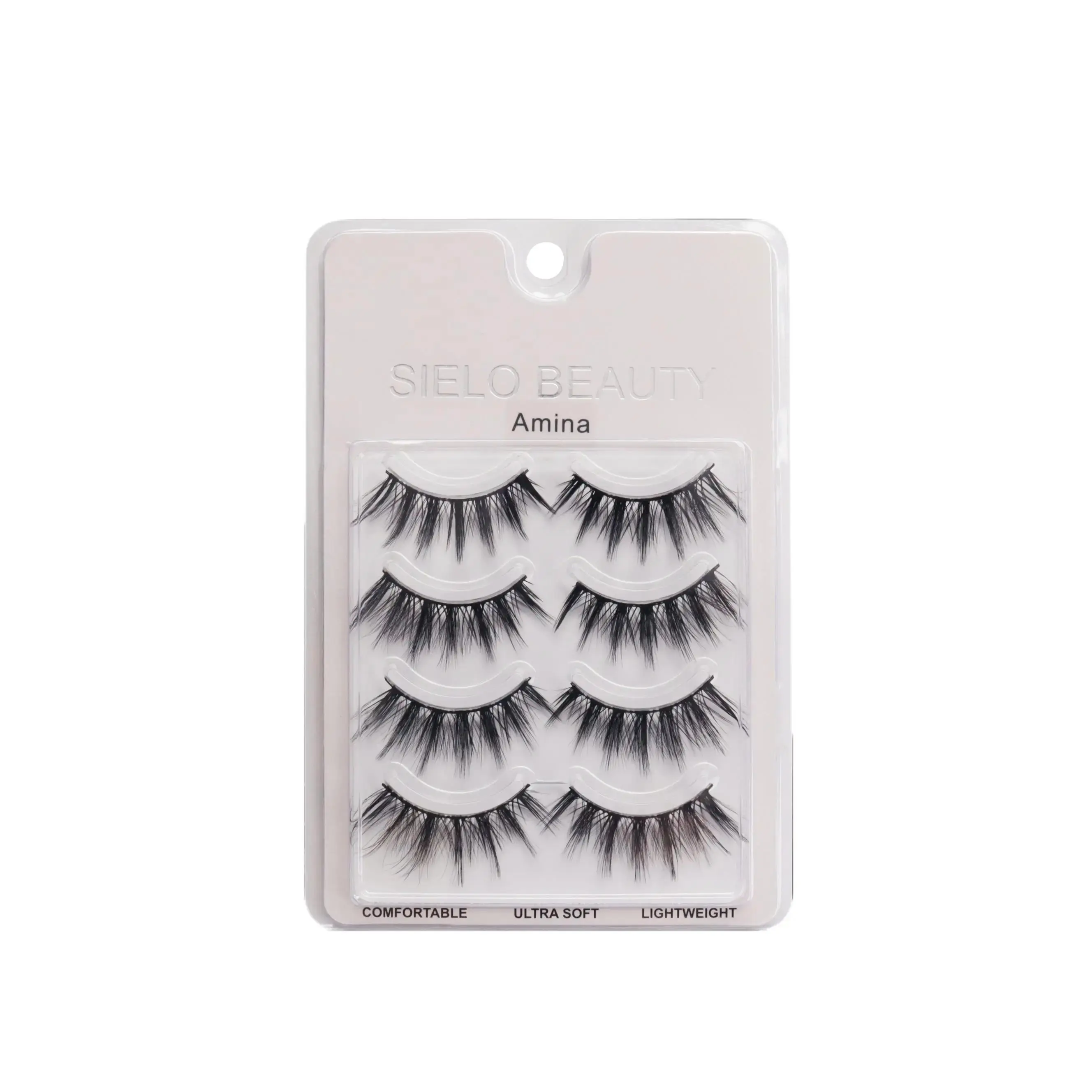 4 Pairs of "Amina" Lash Strip, Long, Wispy.