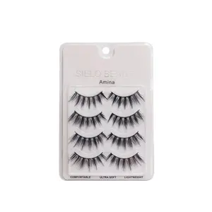 4 Pairs of "Amina" Lash Strip, Long, Wispy.