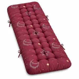 Cotton Camping Cot Mattress Pad, Thick Tufted Sleeping Cushion with Tie Straps, Soft Portable Mattress Topper for Camping Cot, Guest Bed, Floor, and Lounger Foldable Breathable