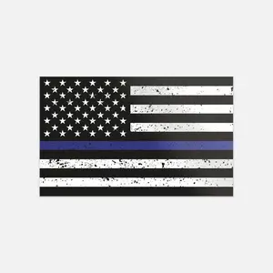 Thin Blue Line Grunge Support Of Police And Law Vinyl Car Bumper Sticker Decal