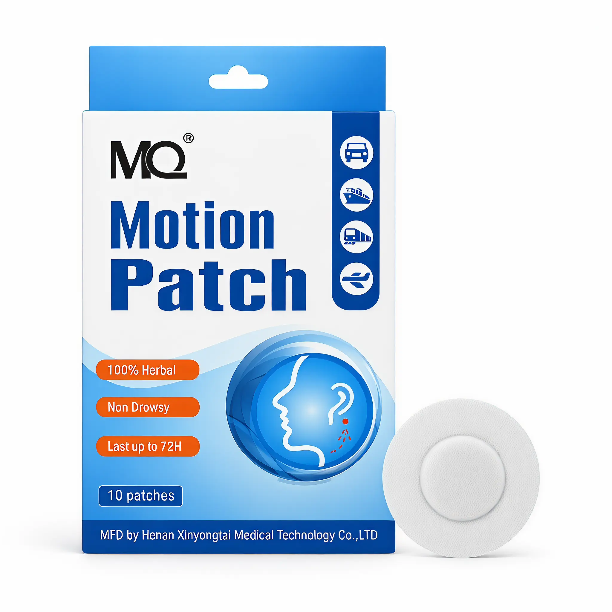 MQ Herbal Travel Patches, Soothing Behind Ear Patch for Car, Sea, and Air Travel, Long-Lasting Comfort, 10 Count