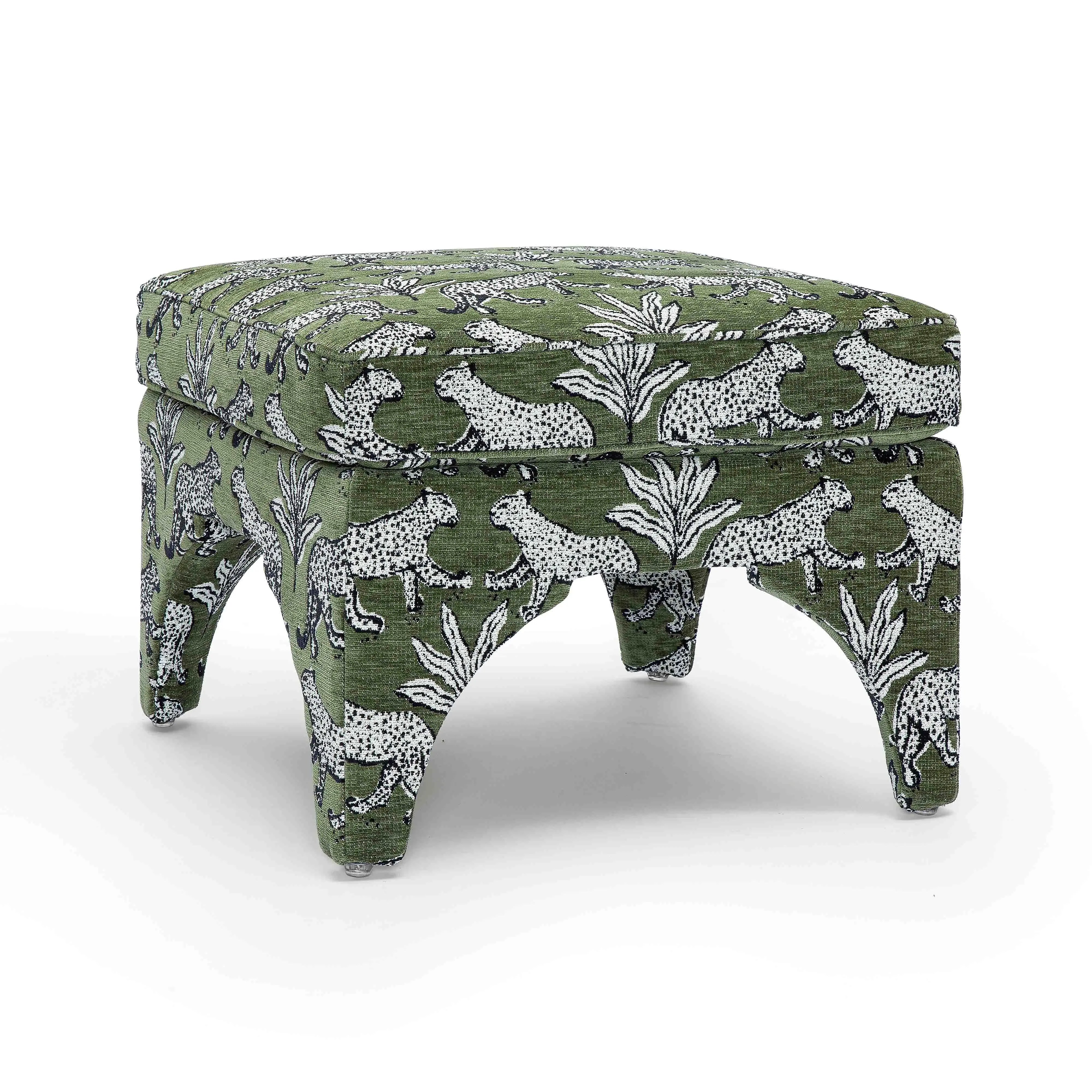 Raji Leopard Performance Jacquard Ottoman