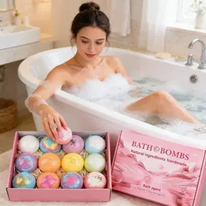 Luxury 12-Pack Natural Bath Bombs Gift Set, Handmade Fizzy Bath Bombs with Essential Oils, Moisturizing Bodycare & Relaxing for Women