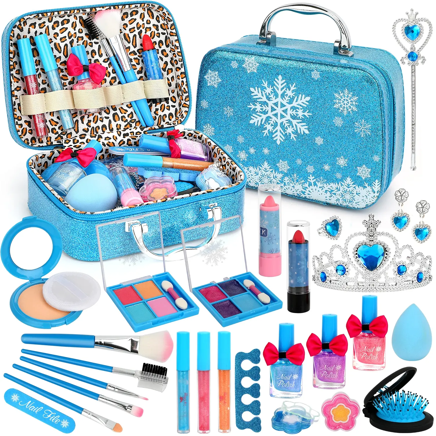 Children's makeup set, washable, beautiful children's cosmetics set for girls, kids vanity, suitable as a birthday or Christmas gift for girls aged 3 and above, Pretend Play Playset