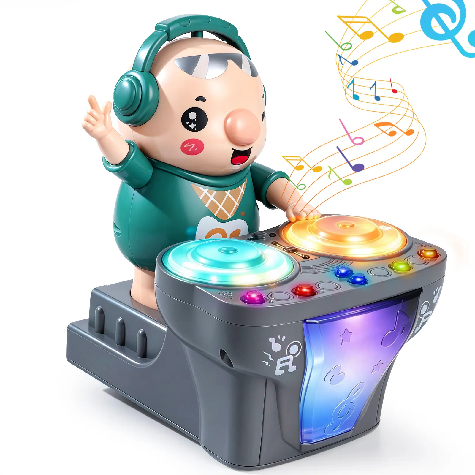Interactive DJ Pig Learning Toy for Toddlers, Music Light Sound Sensory Play, Early Development Toy with Automatic Movement