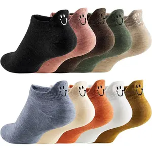 10 Pairs Embroidered Ankle Socks, Simple Comfortable Low-Cut Socks for Women, Casual Wear, Sneakers, Walking, Daily Outfits, School, Office, Travel and Everyday Foot Comfort