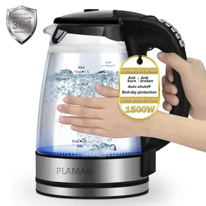 Plaman Electric Kettle Temperature Control - Keep Warm Hot Water Boiler  Double Wall Tea For Boiling 6 Presets 1500w 4 Hours 1.7l Led Auto Shut Off Cordless