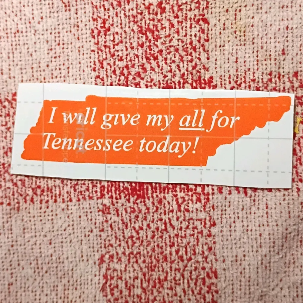 "I Will Give My All for Tennessee" 4-in Vols Orange Emblem Decal, Strong Adhesive Car Sticker for Cars, Trucks, Motorcycles