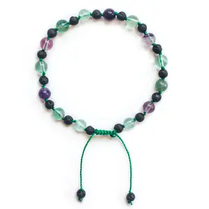 Fluorite & Lava Stone Bracelet; for Purification- diffuser bracelet, essential oils, lava stone bracelet, flourite bracelet, black lava