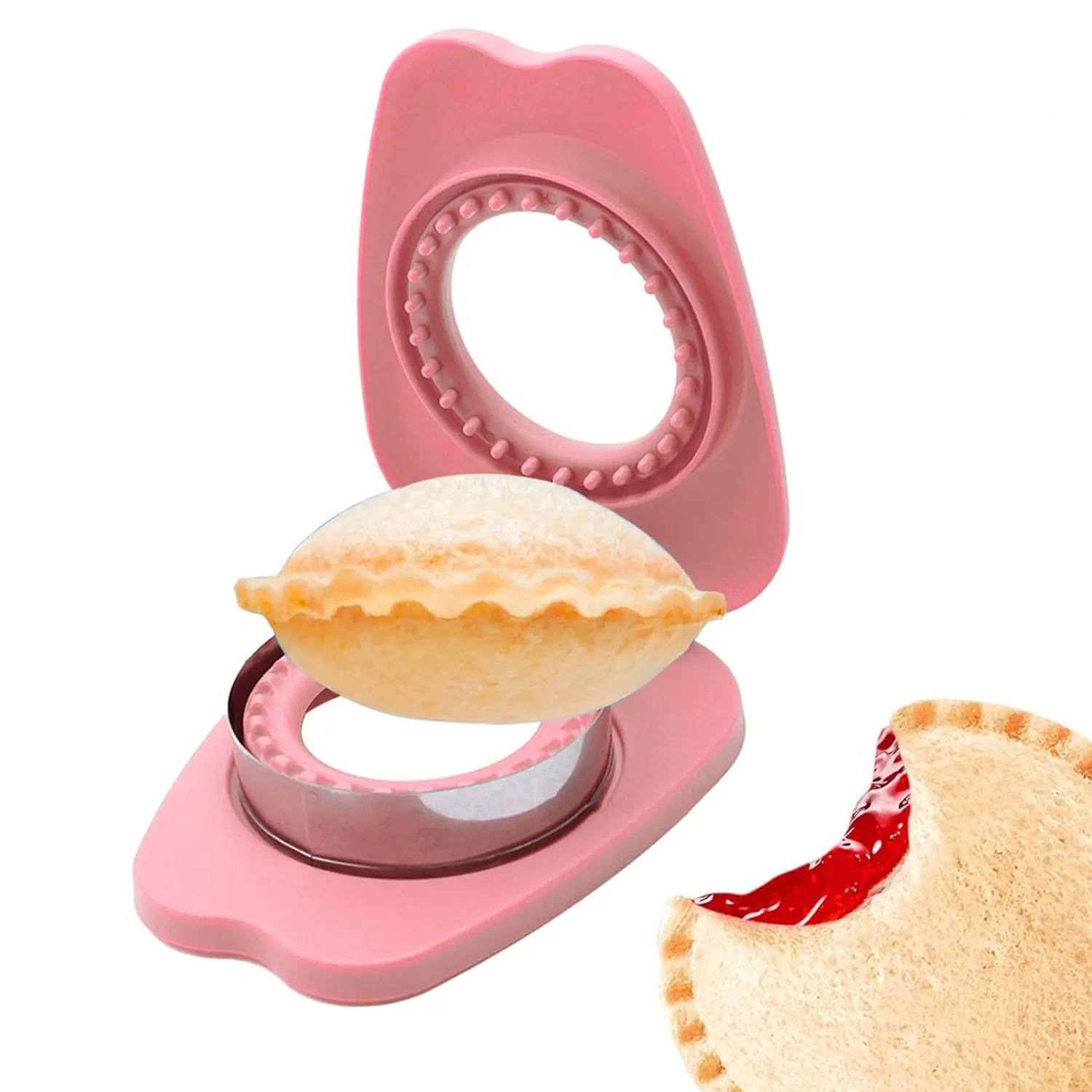 Stainless Steel Sandwich Cutter and Sealer, Decruster Sandwich Maker, Peanut Butter & Jelly Crustless Bread Pancake Cookie Cutter, Kitchen Gadget