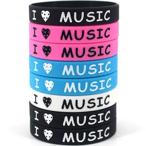 “MUSIC” Punk Rock Band Bracelet, Unisex Silicone Wristband, Music Festival Party, “I Love Music” Bracelet