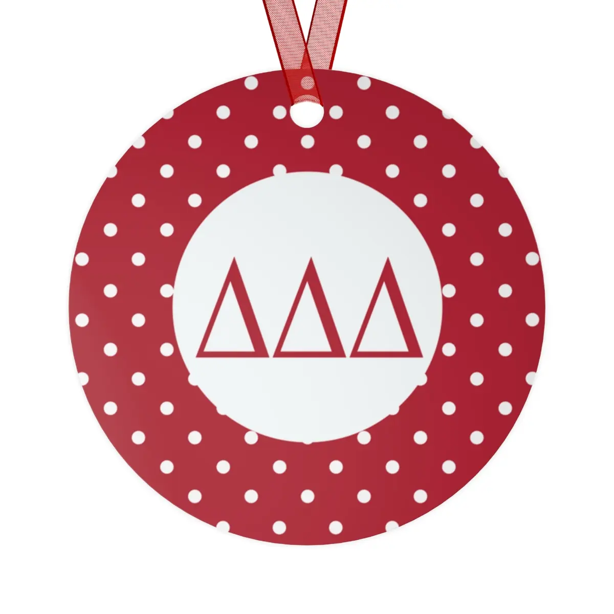 Delta Delta Delta Red Polka Dots Christmas Ornaments