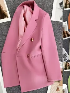 Women's Fashion Elegant Solid Color Lapel Blazer Jacket, Stylish Pure Color Suit Outerwear, Perfect for Office and Casual Wear